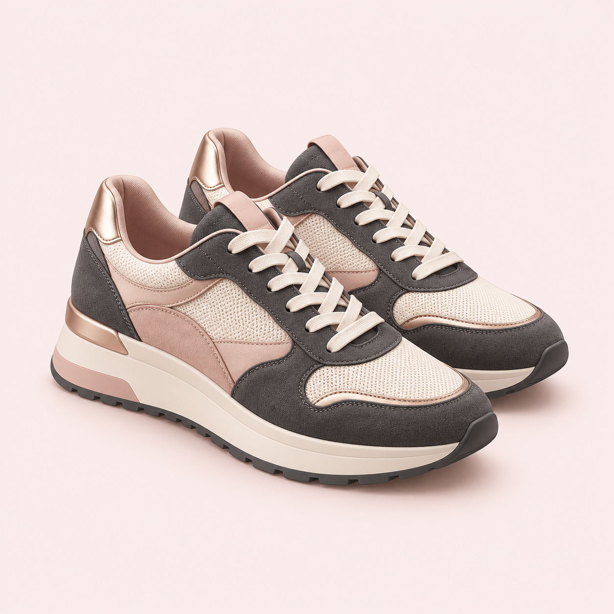 shoes collection — blush, cream and charcoal fashion icon
