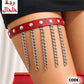 420 - Studded thigh band with straight hanging chains.