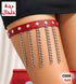420 - Studded thigh band with straight hanging chains.
