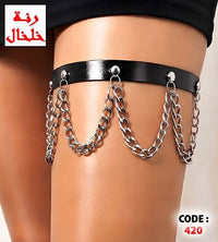 420 - Thigh band with scalloped chain loops.
