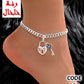 109 - Anklet with a heart-shaped lock and key charm.