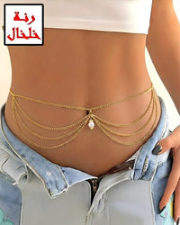 ACC1005 - Draped multi-layer waist chain with a central drop charm.