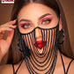 ACC1007 - Decorative face veil with curved layers of draped chains.
