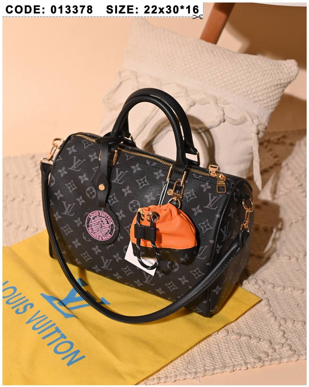 013378 — Scarf Detail Dome Bag — Black