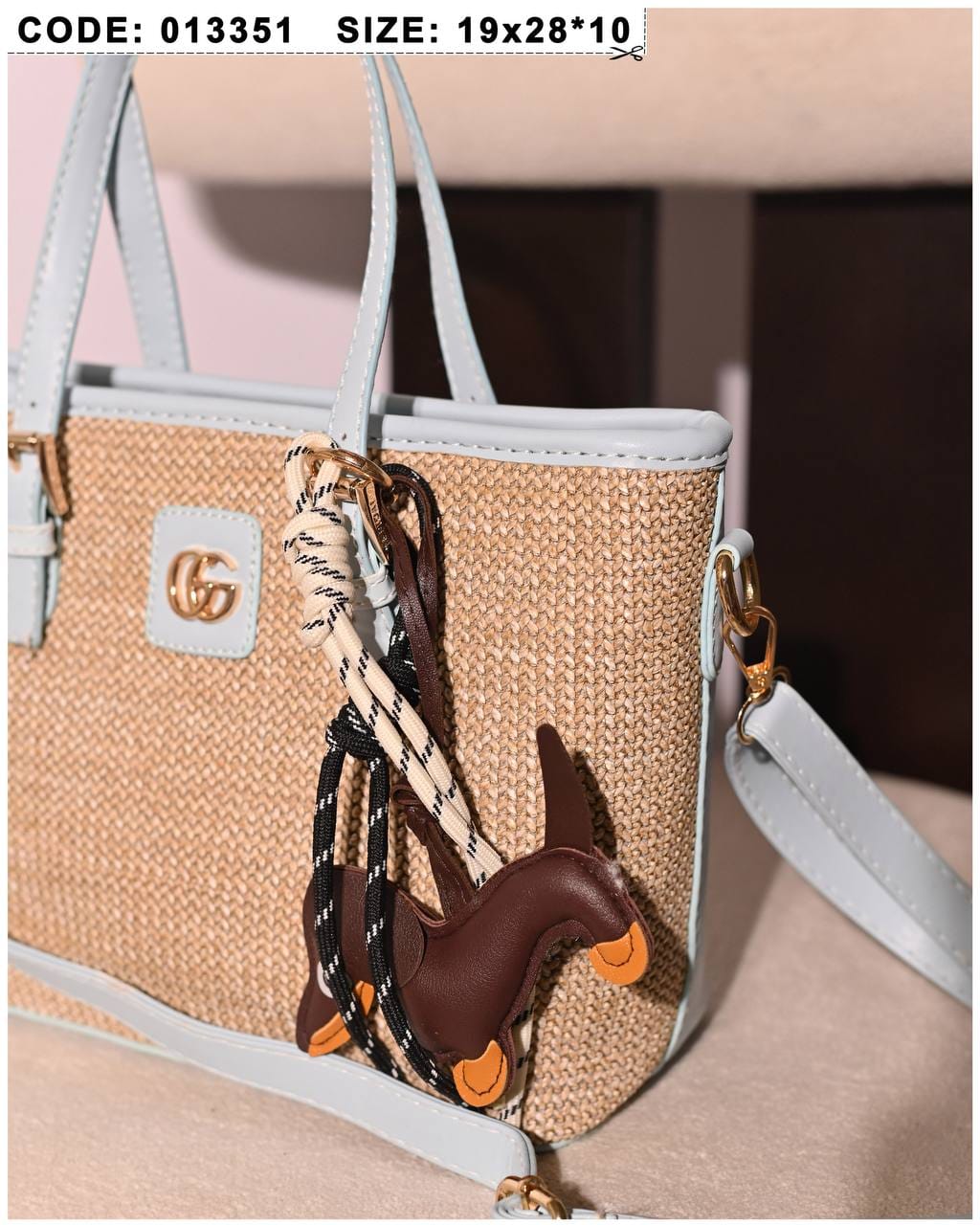 013351 — Woven Texture Charm Tote — detail