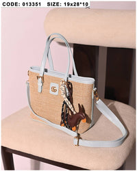 013351 — Woven Texture Charm Tote — Blue