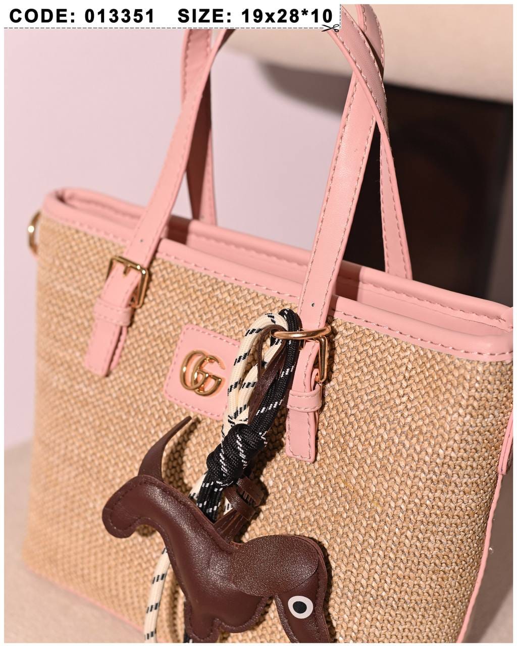 013351 — Woven Texture Charm Tote — detail