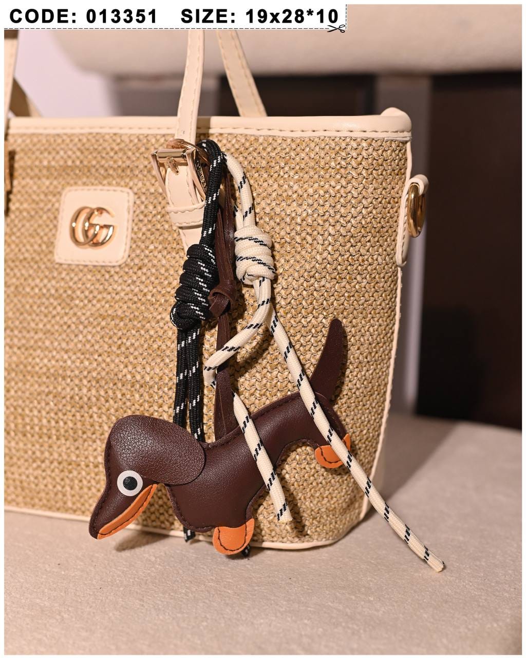013351 — Woven Texture Charm Tote — detail