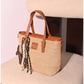013351 — Woven Texture Charm Tote — Tan