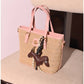 013351 — Woven Texture Charm Tote — Pink