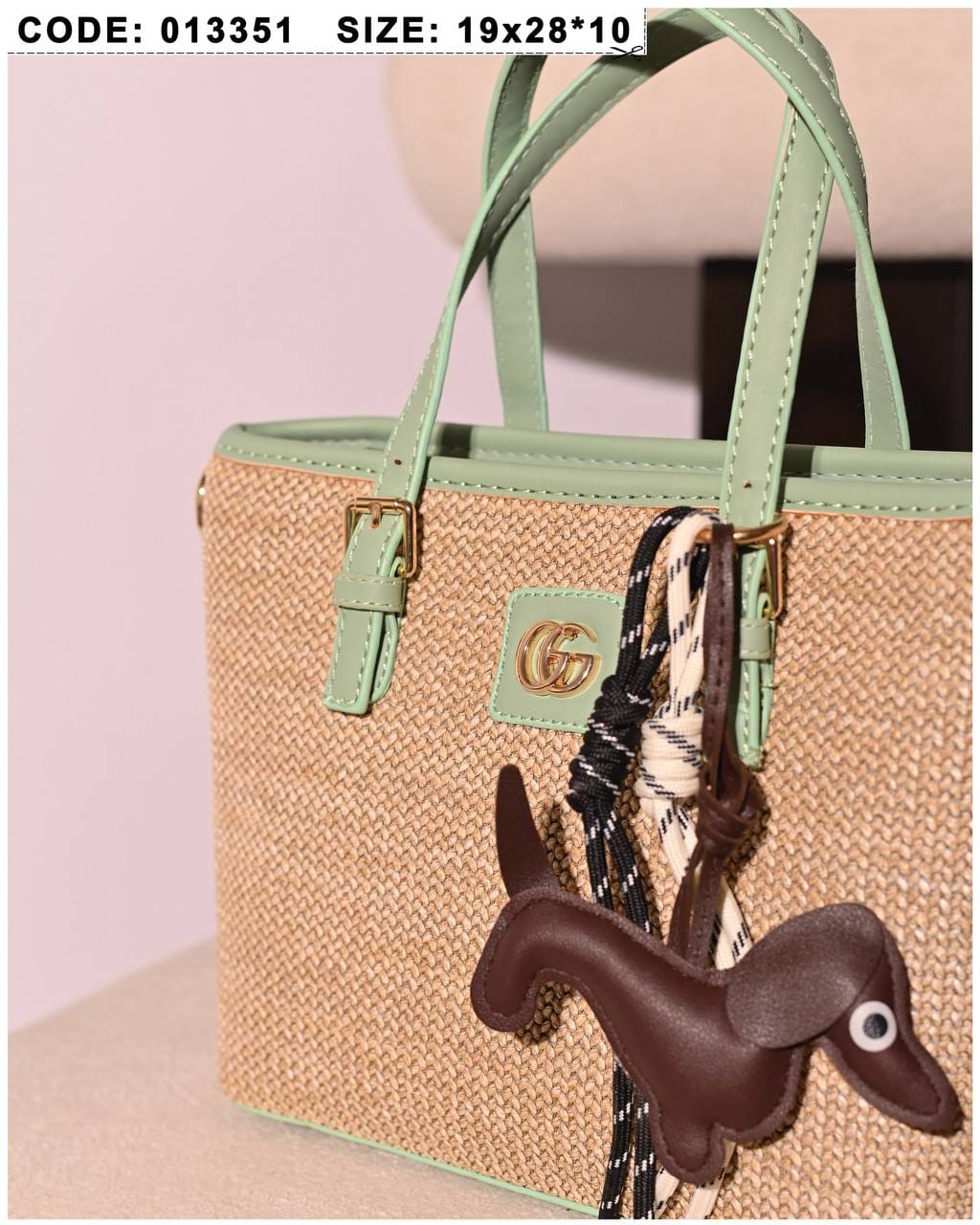 013351 — Woven Texture Charm Tote — detail