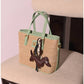 013351 — Woven Texture Charm Tote — Green