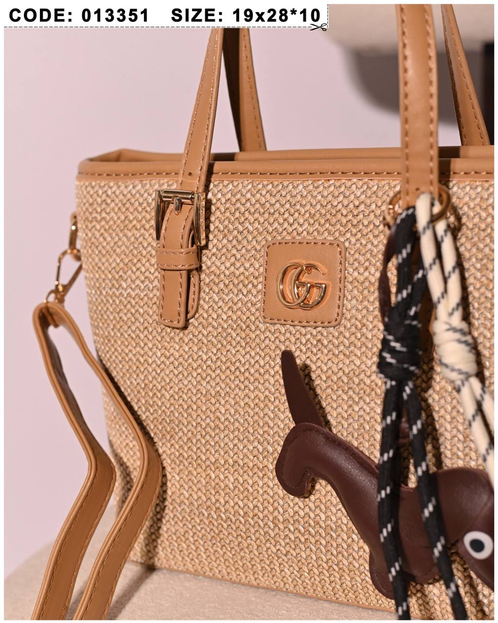 013351 — Woven Texture Charm Tote — detail