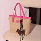 013351 — Woven Texture Charm Tote — Fuchsia