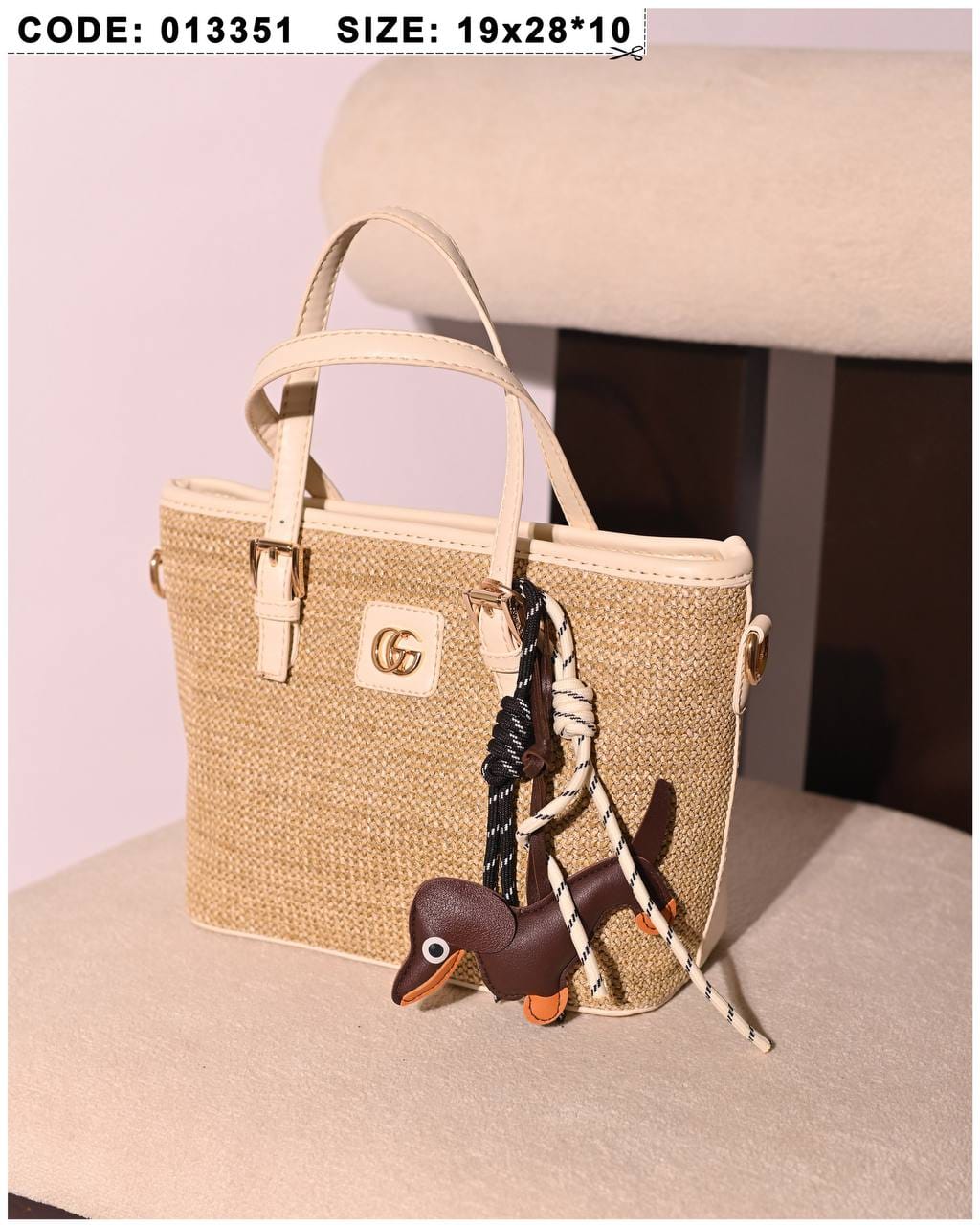 013351 — Woven Texture Charm Tote — detail