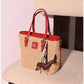 013351 — Woven Texture Charm Tote — Red