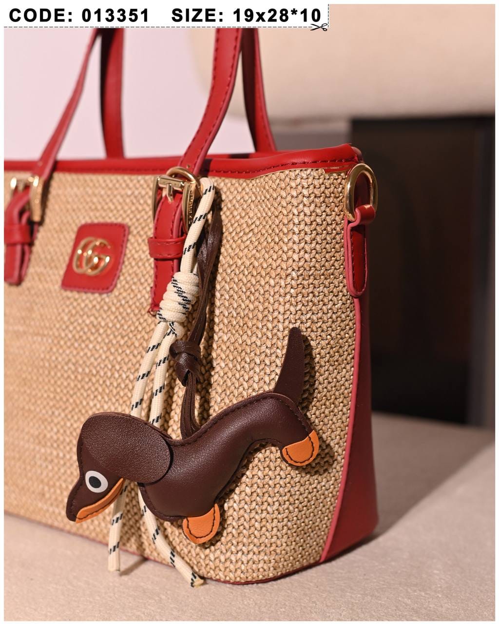 013351 — Woven Texture Charm Tote — detail