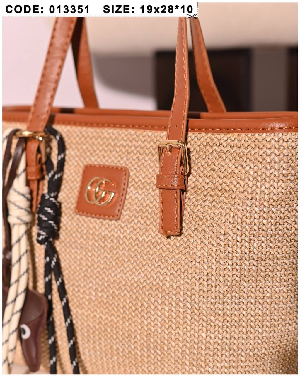 013351 — Woven Texture Charm Tote — detail