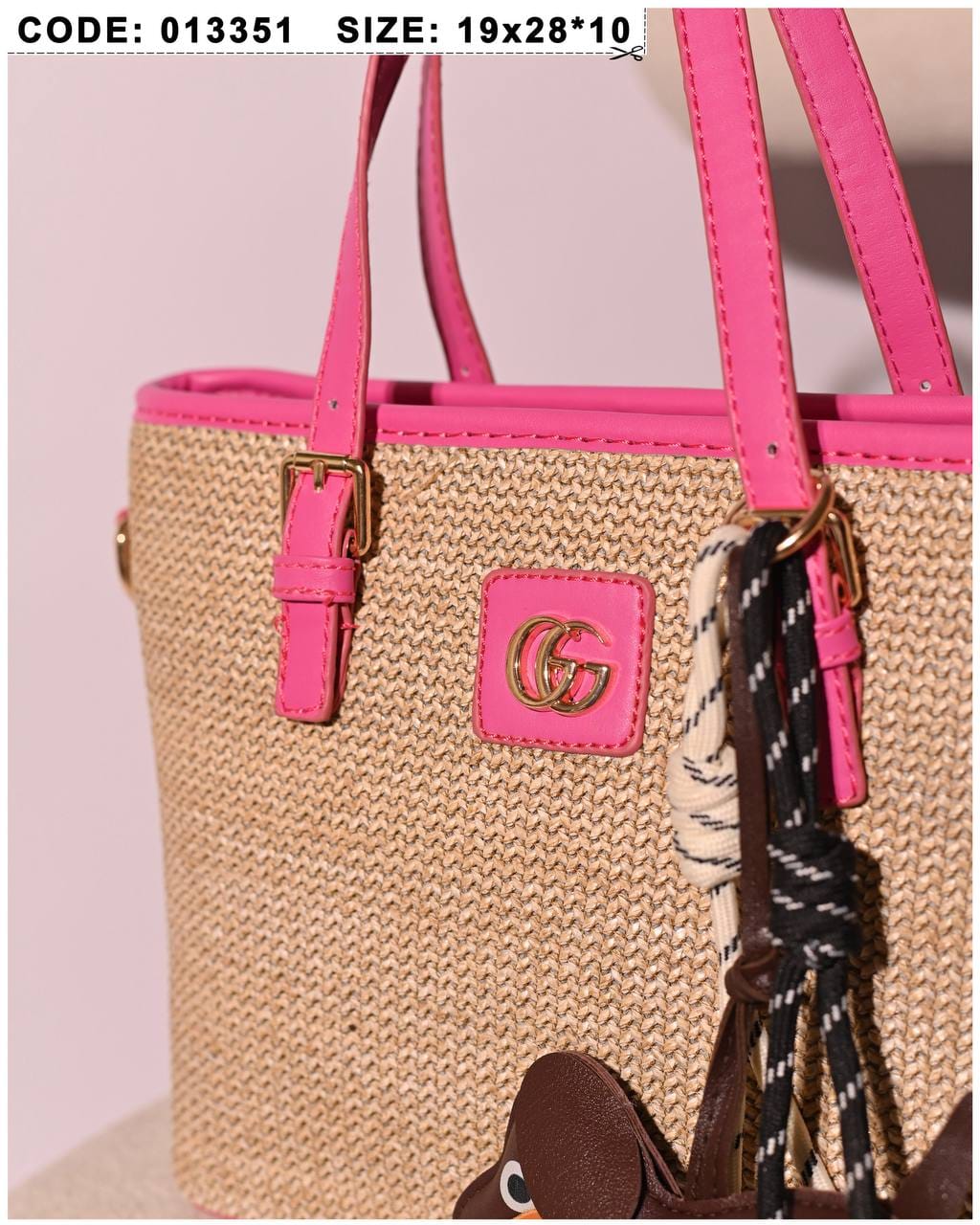 013351 — Woven Texture Charm Tote — detail