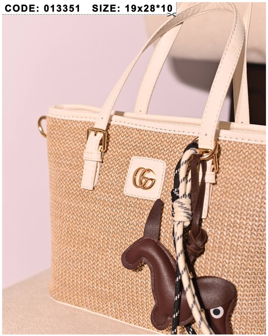 013351 — Woven Texture Charm Tote — detail