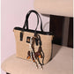 013351 — Woven Texture Charm Tote — Black