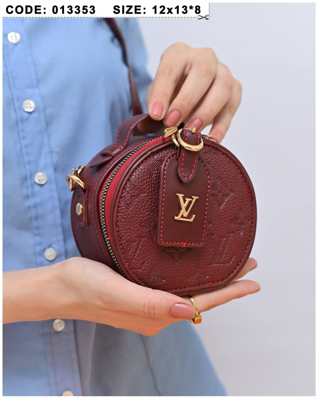 013353 — Round Mini Crossbody Bag — Burgundy