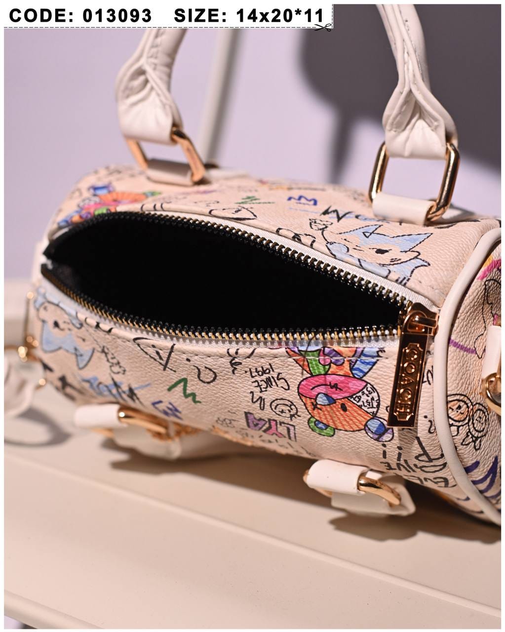 013093 — Graffiti Print Mini Dome Bag — detail