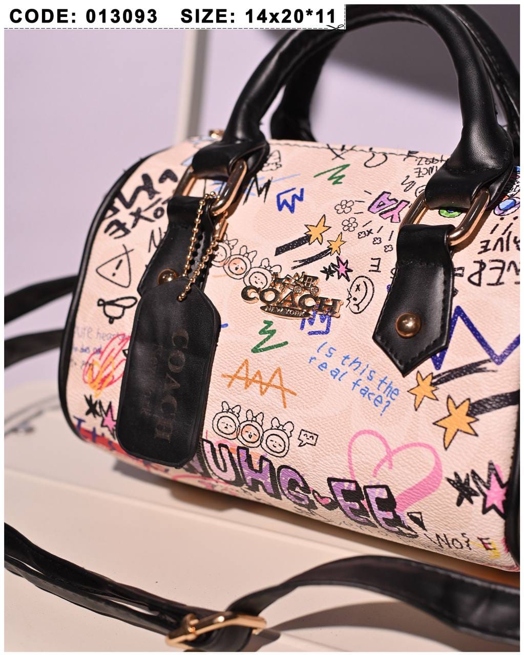 013093 — Graffiti Print Mini Dome Bag — detail
