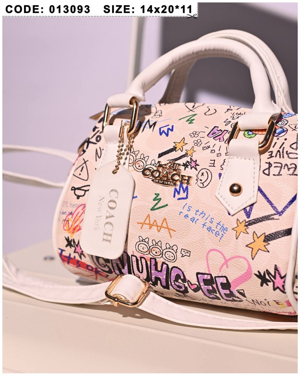 013093 — Graffiti Print Mini Dome Bag — detail
