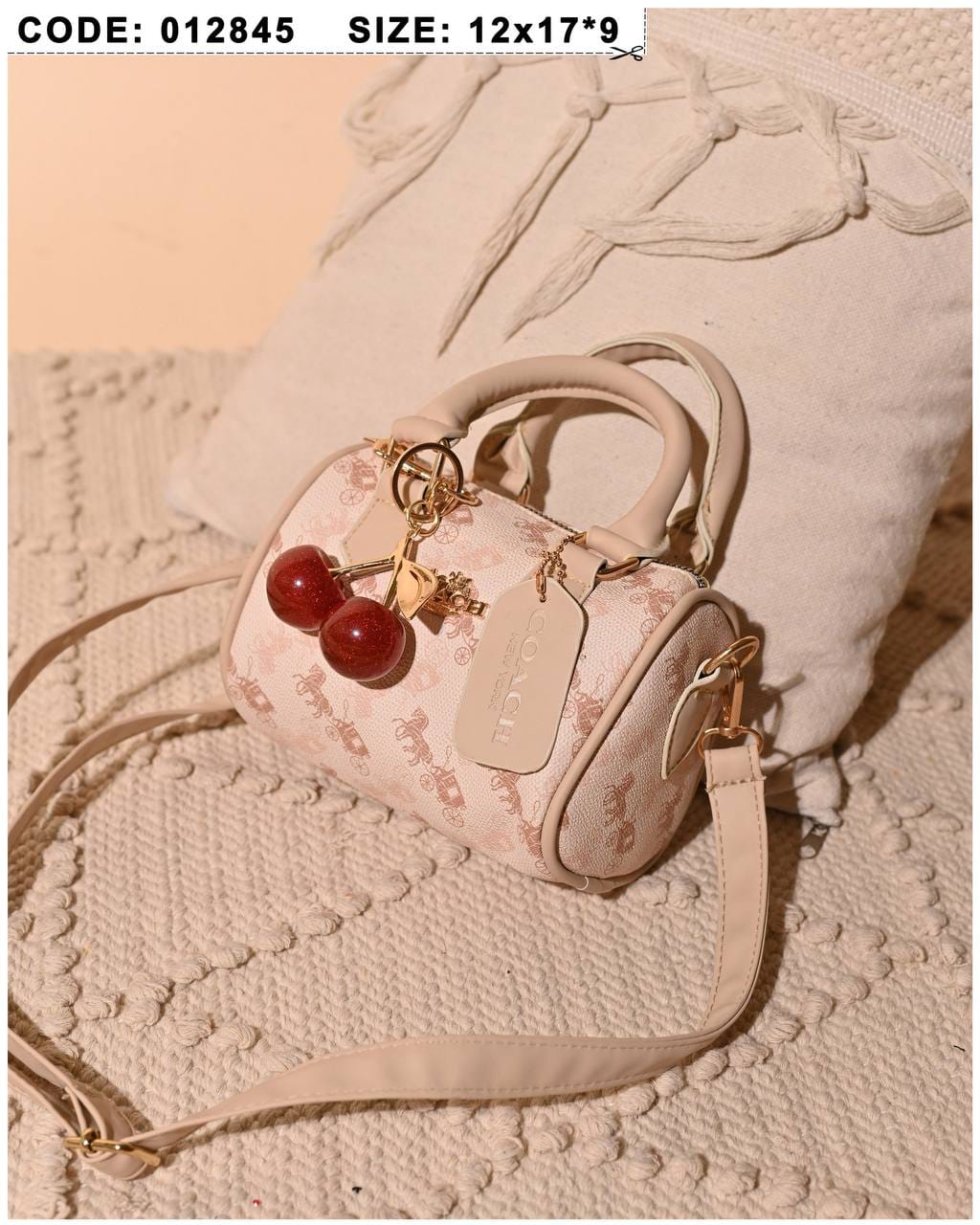 012845 — Cherry Charm Mini Bag — Cream Floral