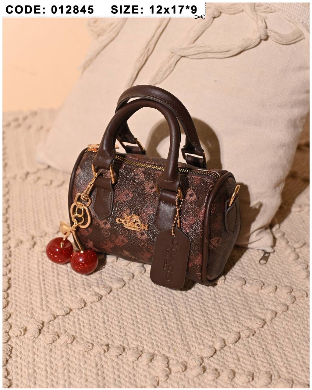 012845 — Cherry Charm Mini Bag — Brown