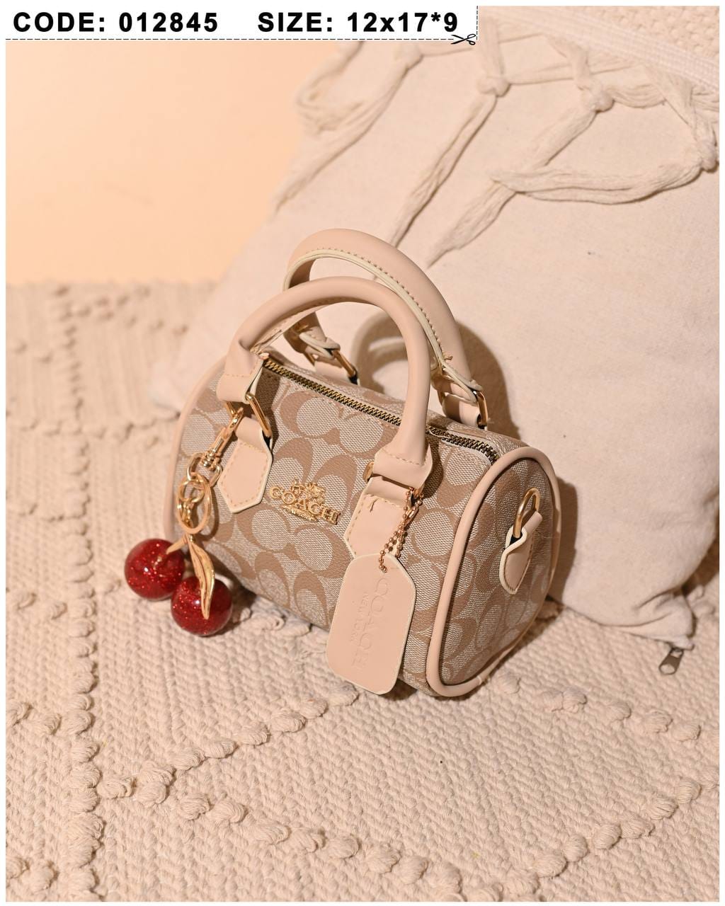 012845 — Cherry Charm Mini Bag — Beige