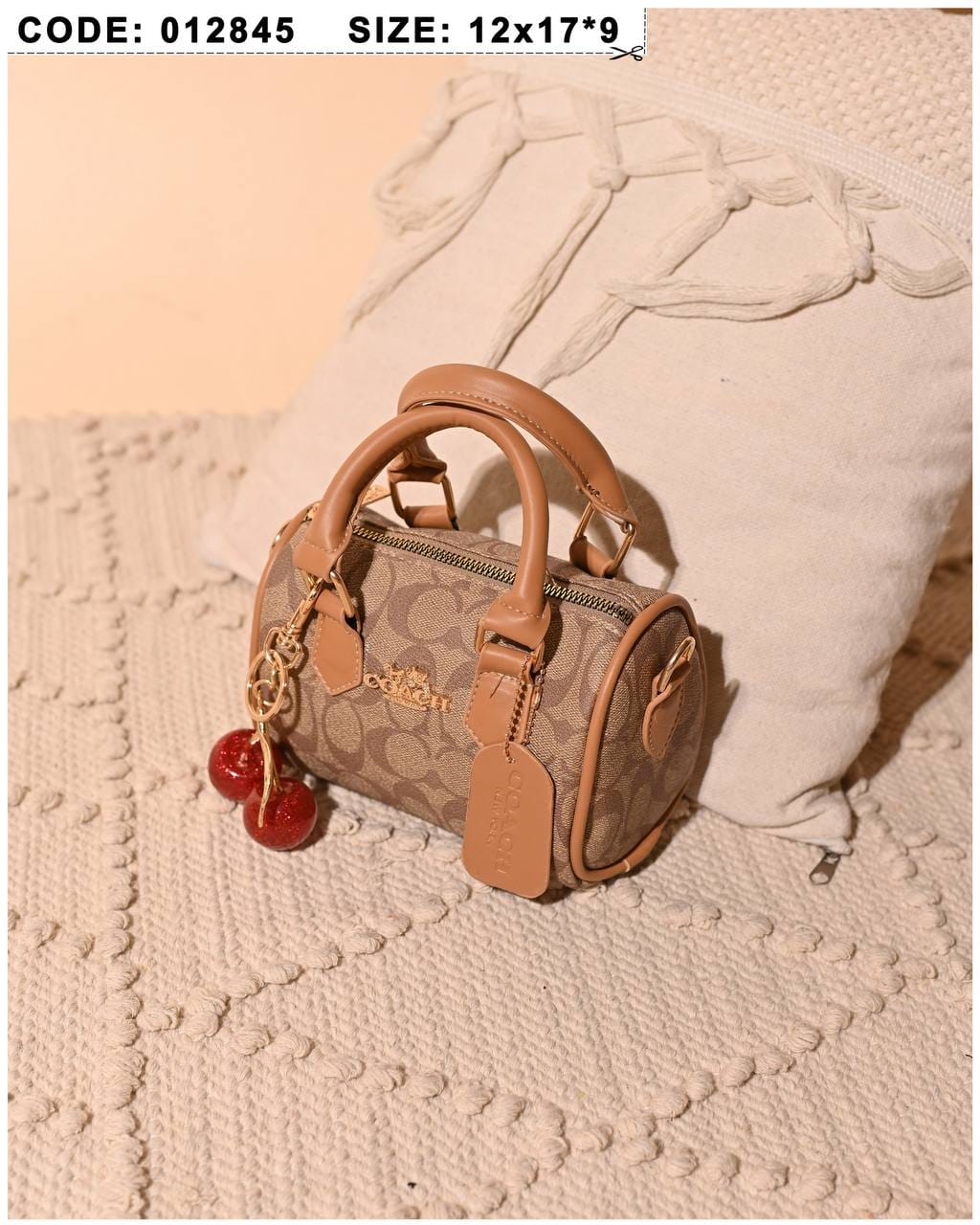 012845 — Cherry Charm Mini Bag — Tan