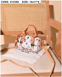 013368 — Colorful Mini Barrel Bag — White Multicolor