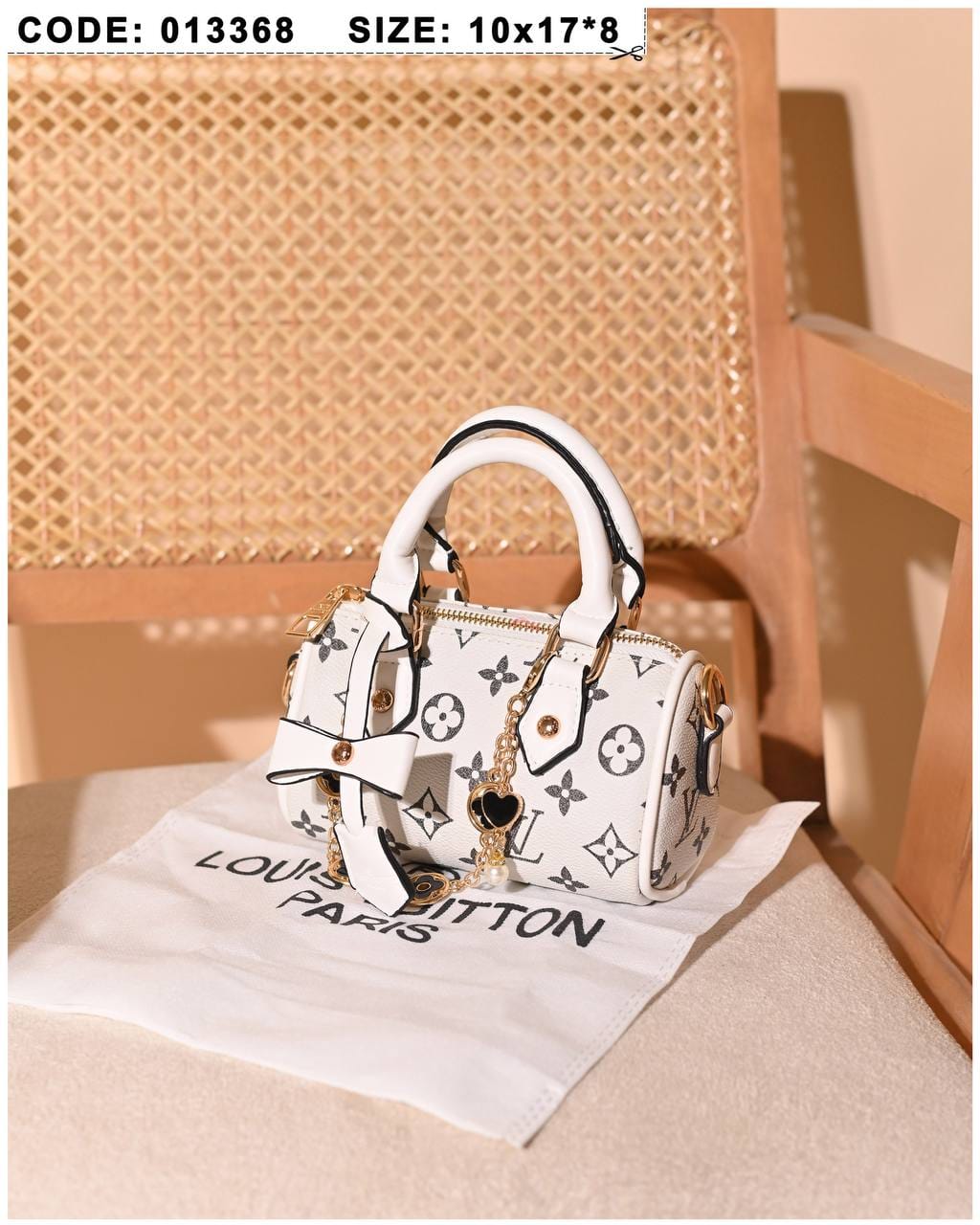 013368 — Colorful Mini Barrel Bag — White / Black
