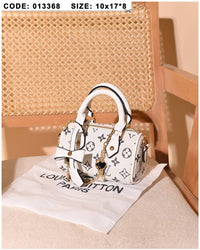 013368 — Colorful Mini Barrel Bag — White / Black