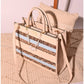 013404 — Printed Stripe Tote Bag — Beige Stripes