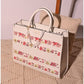 013404 — Printed Stripe Tote Bag — Pink Floral