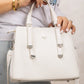 Ah11 — Metal Trim Top Handle Bag — White