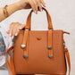 Ah11 — Metal Trim Top Handle Bag — Tan
