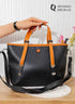 ASH21 — Contrast Handle Tote Bag — Black