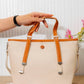 ASH21 — Contrast Handle Tote Bag — Cream