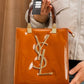 Mz130 — Glossy Structured Tote Bag — Tan
