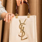 Mz130 — Glossy Structured Tote Bag — Cream