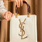 Mz130 — Glossy Structured Tote Bag — White