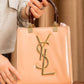 Mz130 — Glossy Structured Tote Bag — Peach