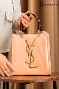 Mz130 — Glossy Structured Tote Bag — Peach