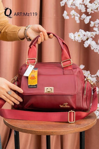 Mz119 — Front Flap Satchel Bag — Burgundy