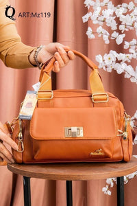 Mz119 — Front Flap Satchel Bag — Tan