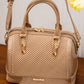 EB492 — Textured Zip Top Handle Bag — Beige